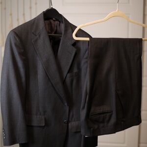 Austin Reed 40R Navy Pinstripe Wool 2-Piece Suit Vintage 80's Style